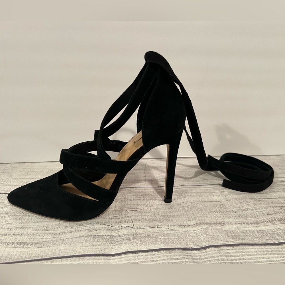 ALDO Black Suede Stiletto Heels with Straps/size 6 - Picture 4 of 14